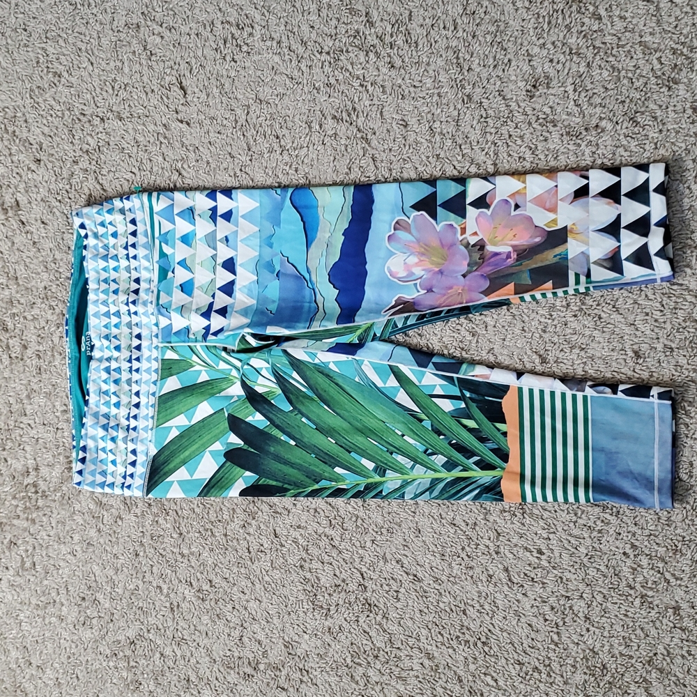 Prana Women leggings capri pants sport running gym hiking training yoga sz M